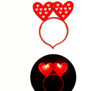 Vincha Moño Corazón rojo Led