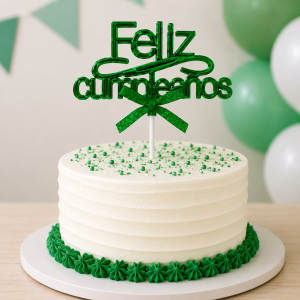 Adorno de Torta Feliz Cumpleaños Verde