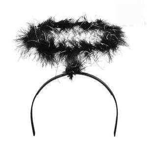 VINCHA HALO AUREOLA DE ANGEL PLUMAS NEGRAS